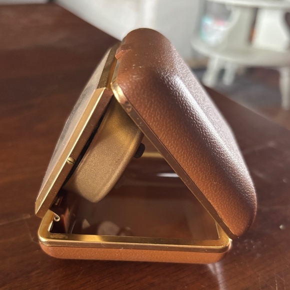VTG Working Seth Thomas Travel Alarm Clock Mid Century Brown LEATHER Brazil - Picture 11 of 11